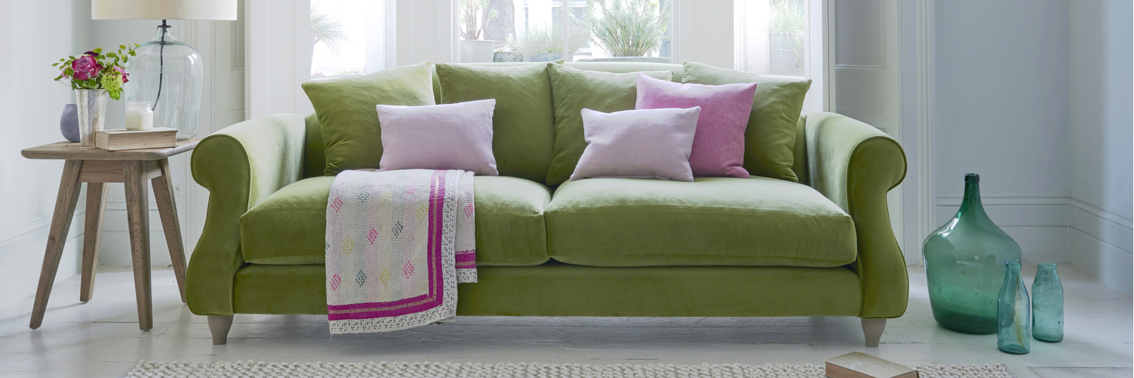 Green Velvet Sofas Made in Blighty Loaf