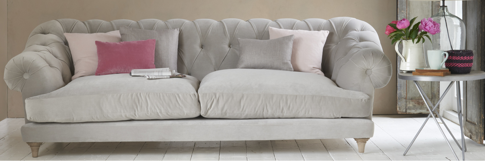 Grey Velvet Sofas Made in Blighty Loaf