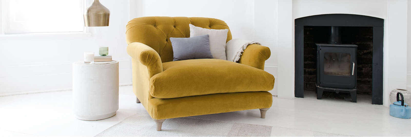 Love Seat Yellow Sofas Made in Blighty Loaf