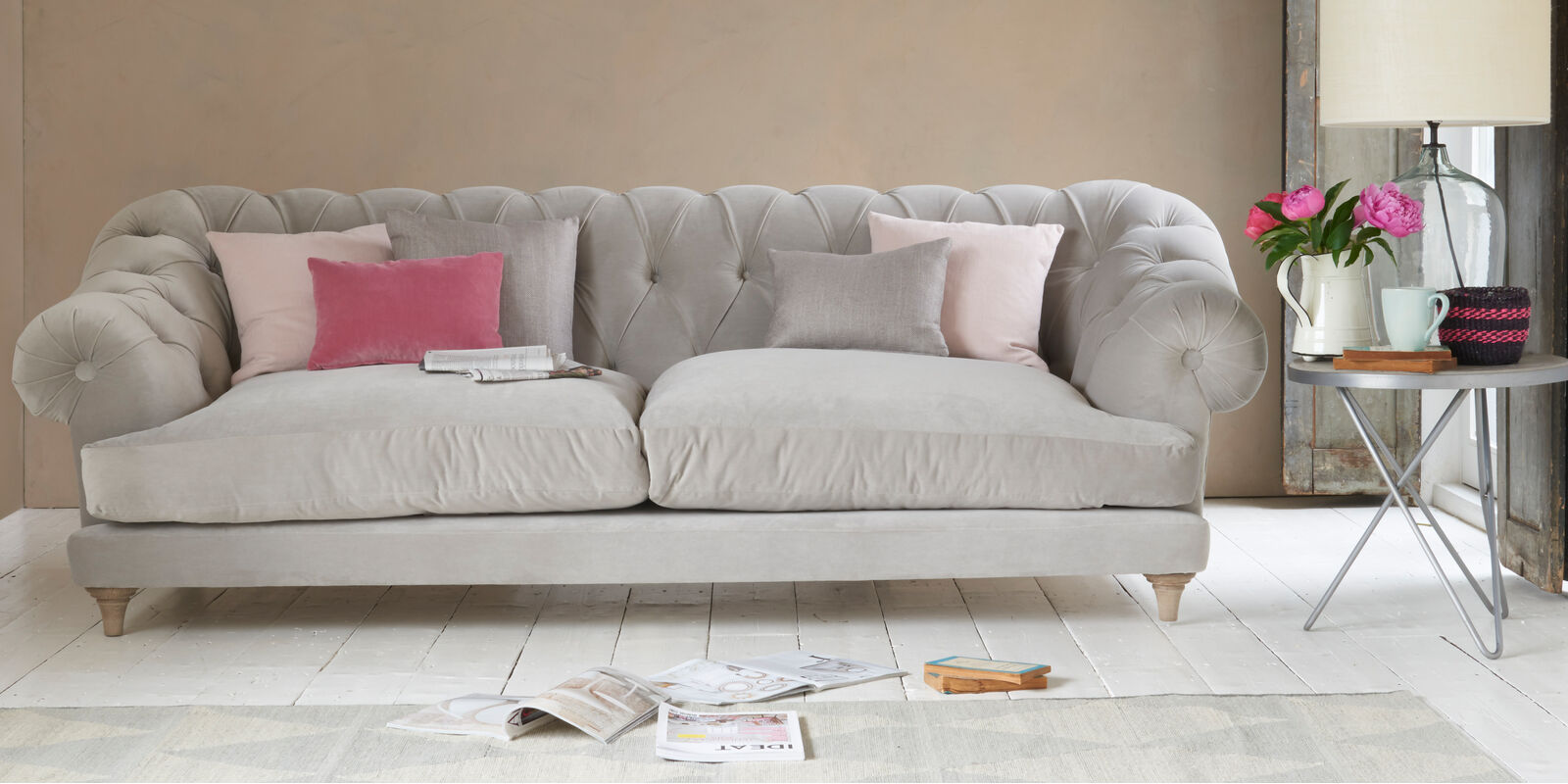 Grey Velvet Sofas Made in Blighty Loaf