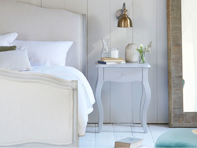 Mimi Scuffed Grey French Bedside Table Loaf