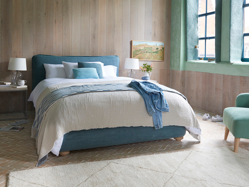 Pillow Talker Bed Upholstered Bed with Padded Cushion Headboard Loaf