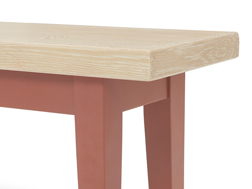 Plonk Kitchen Bench in Red Painted Oak Dining Bench Loaf